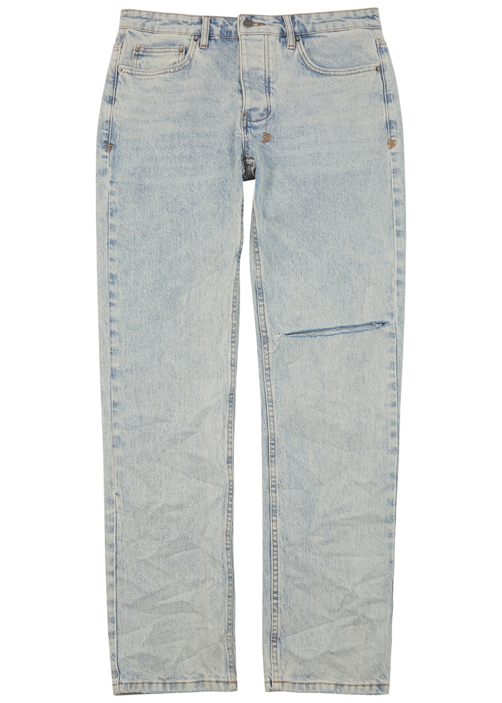 Hazlow light blue distressed straight-leg jeans