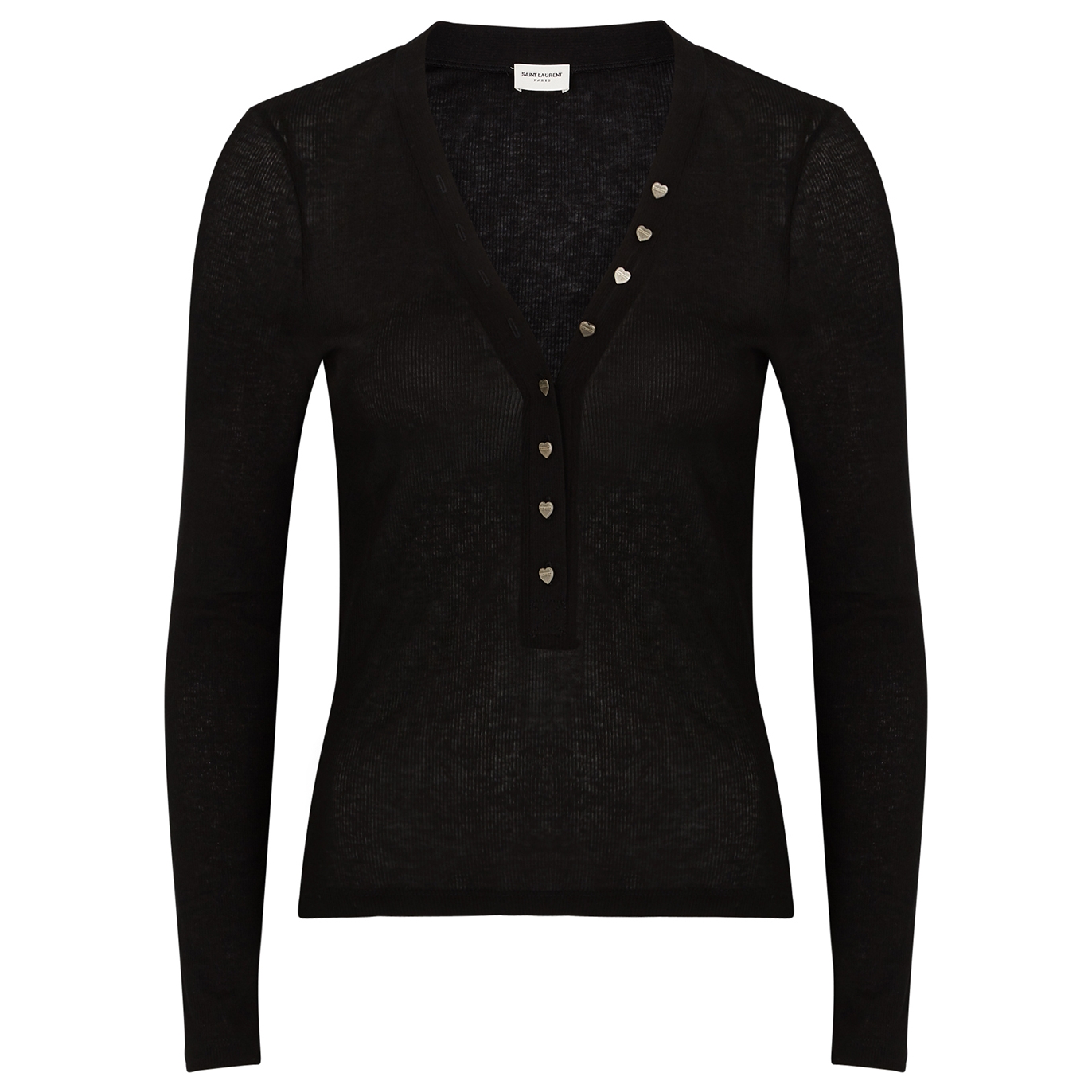 Saint Laurent Yves  Black Ribbed Modal And Cotton-blend Top