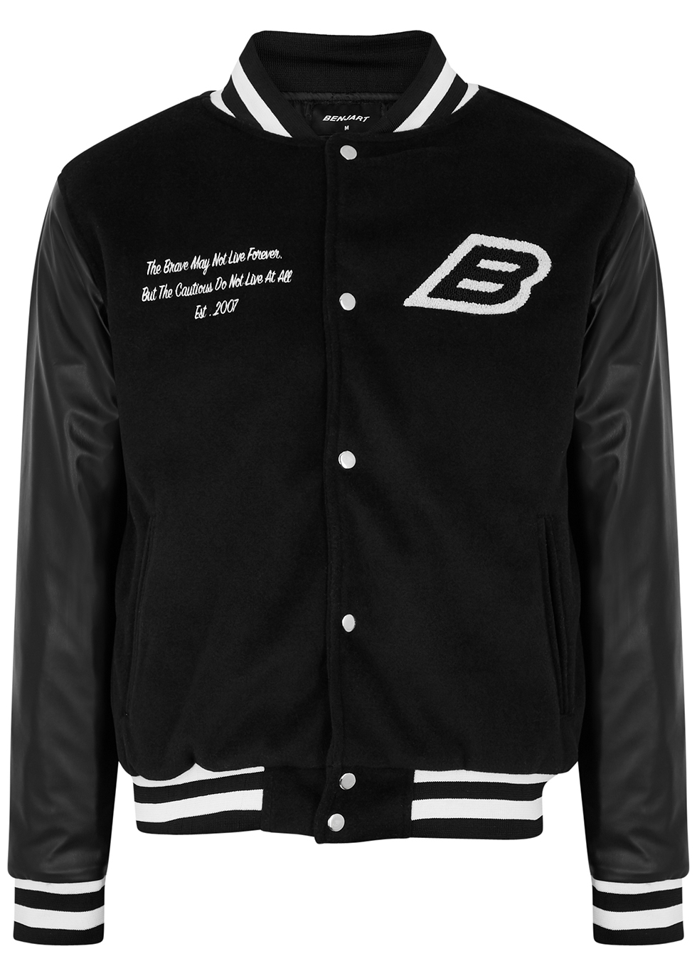 BENJART Letterman black logo panelled varsity jacket - Harvey Nichols