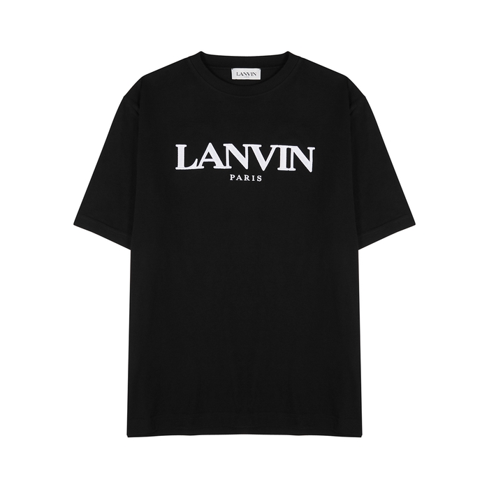 Lanvin Black Logo-embroidered Cotton T-shirt