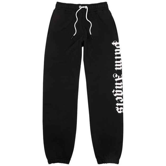 Palm Angels Logo-print Cotton-jersey Track Pants In Black