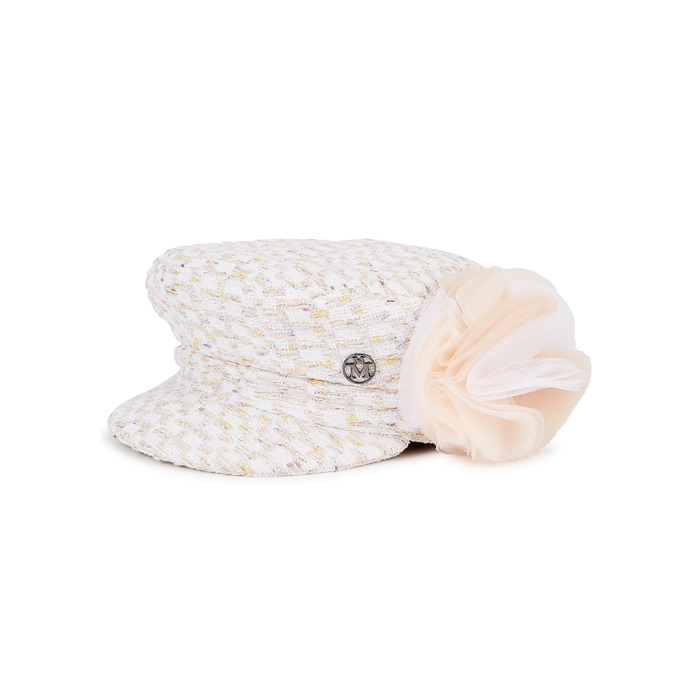 Maison Michel Paris New Abby Brooch-embellished Tweed Cap