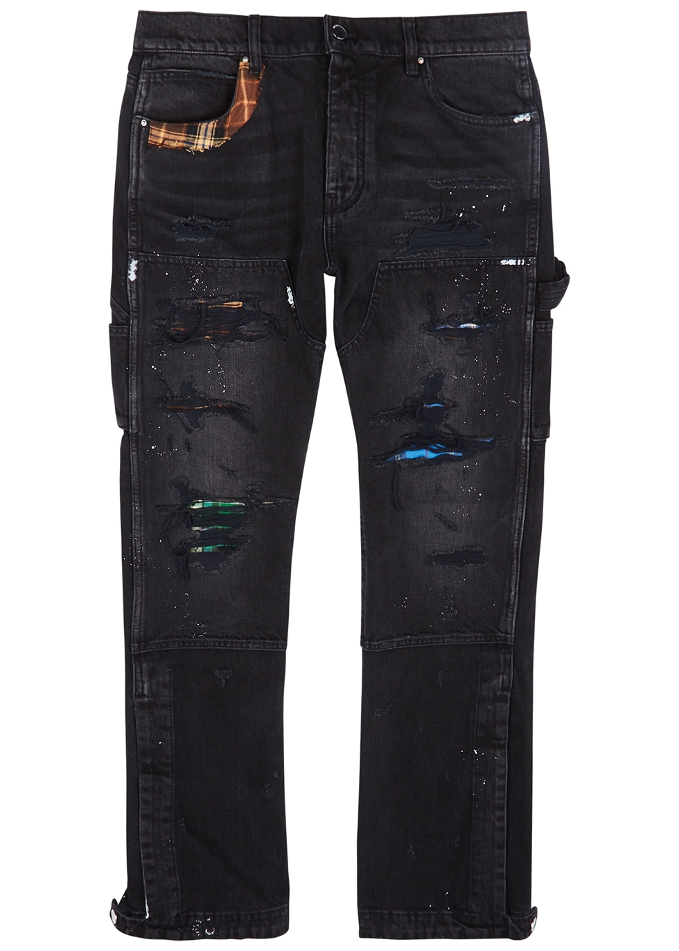 Carpenter black distressed straight-leg jeans