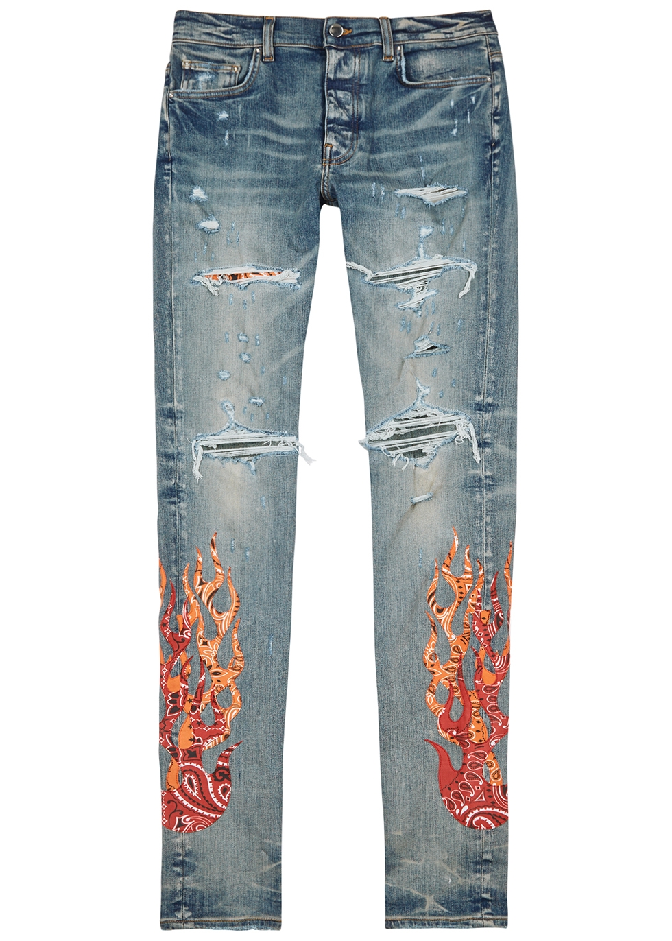 Bandana Flame distressed skinny jeans