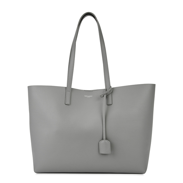 Saint Laurent East West Grey Grained Leather Tote