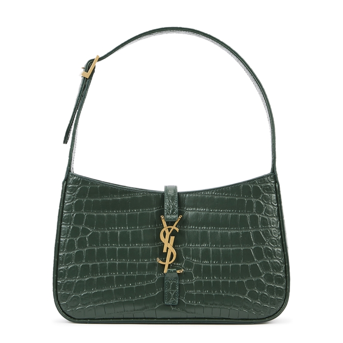 Saint Laurent Le 5 à 7 Green Crocodile-effect Leather Shoulder Bag
