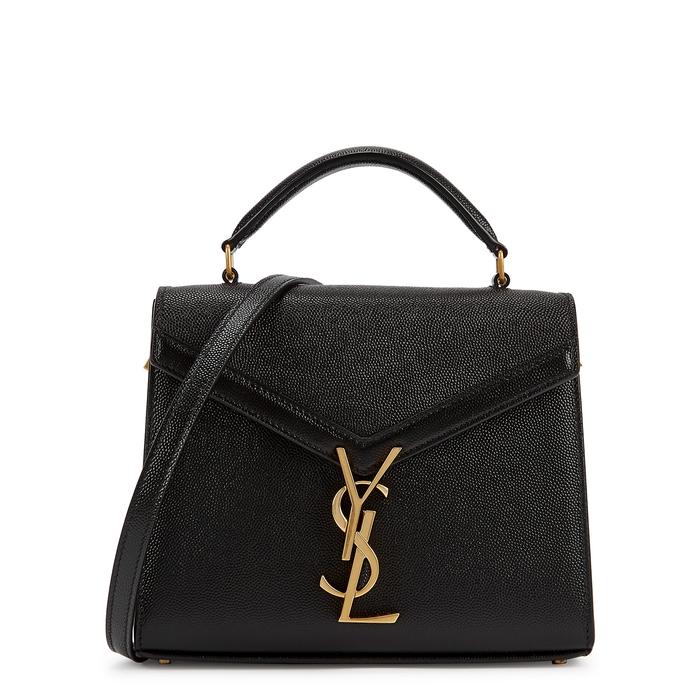 Saint Laurent Cassandra Mini Black Leather Top Handle Bag