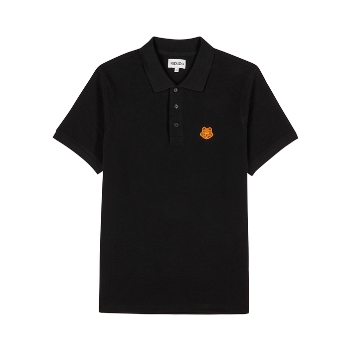 Kenzo Black Logo Piqué Cotton Polo Shirt