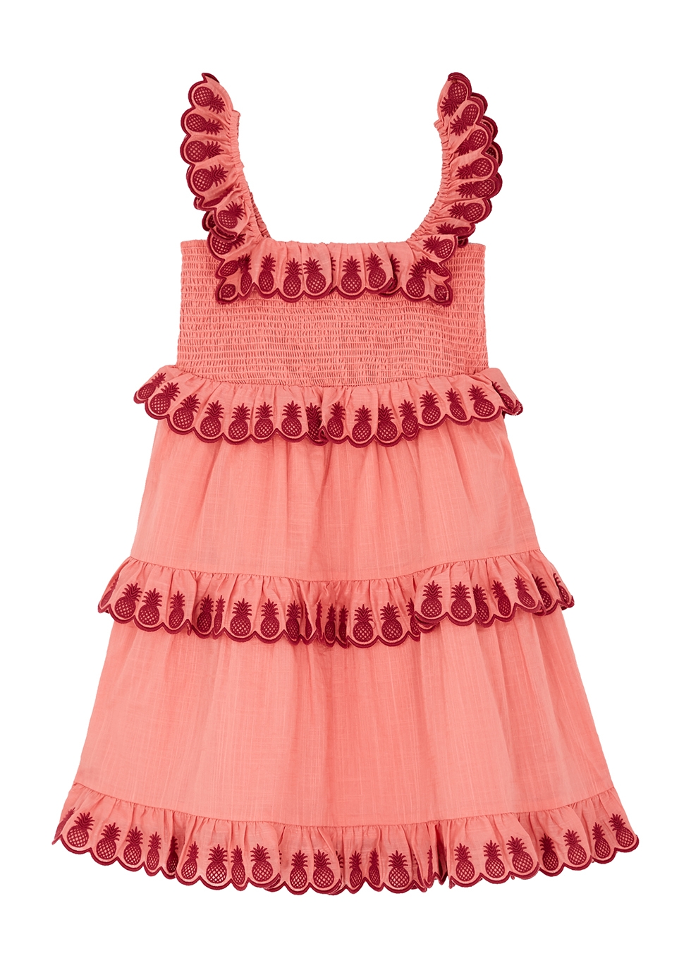 Zimmermann Kids Tropicana Pink Ruffled Cotton Dress | ModeSens