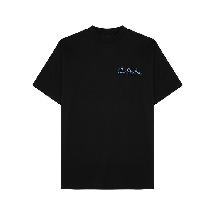 Blue Sky Inn Black Logo-embroidered Cotton T-shirt
