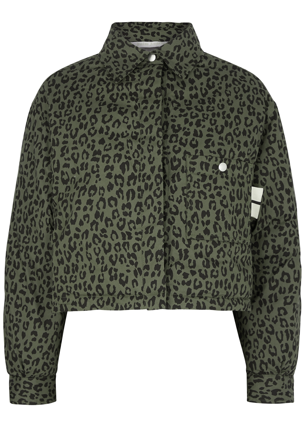 Leopard-print padded cropped cotton jacket