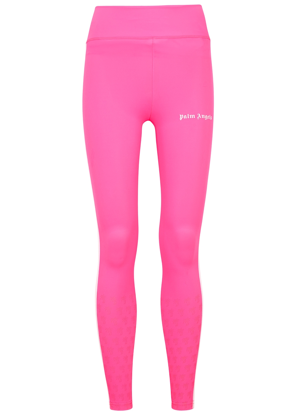 Neon pink striped cropped leggings