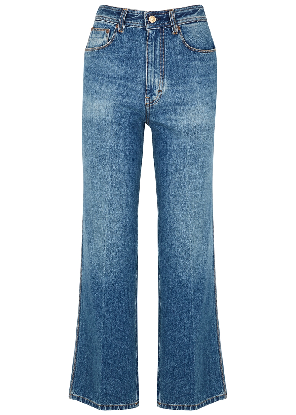 Stevie 70's blue cropped straight-leg jeans