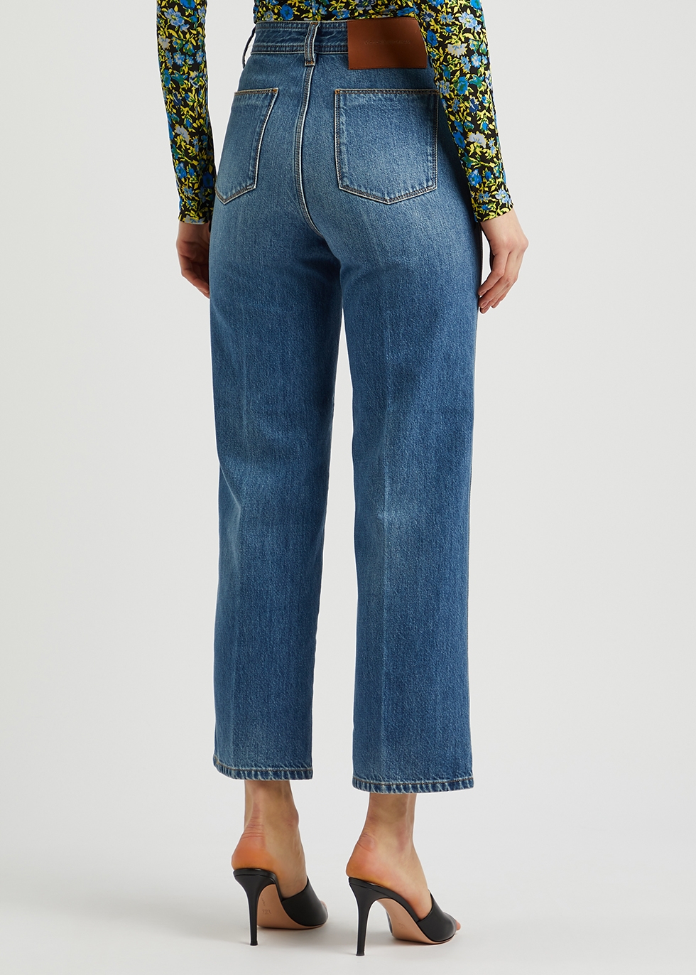 Victoria Beckham Stevie 70's blue cropped straight-leg jeans 