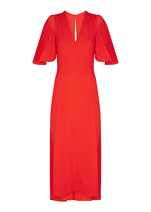 All Sizes New VICTORIA BECKHAM Cutout Crepe Stretch Dress Red
