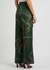 Green chain-print silk-twill trousers - Victoria Beckham