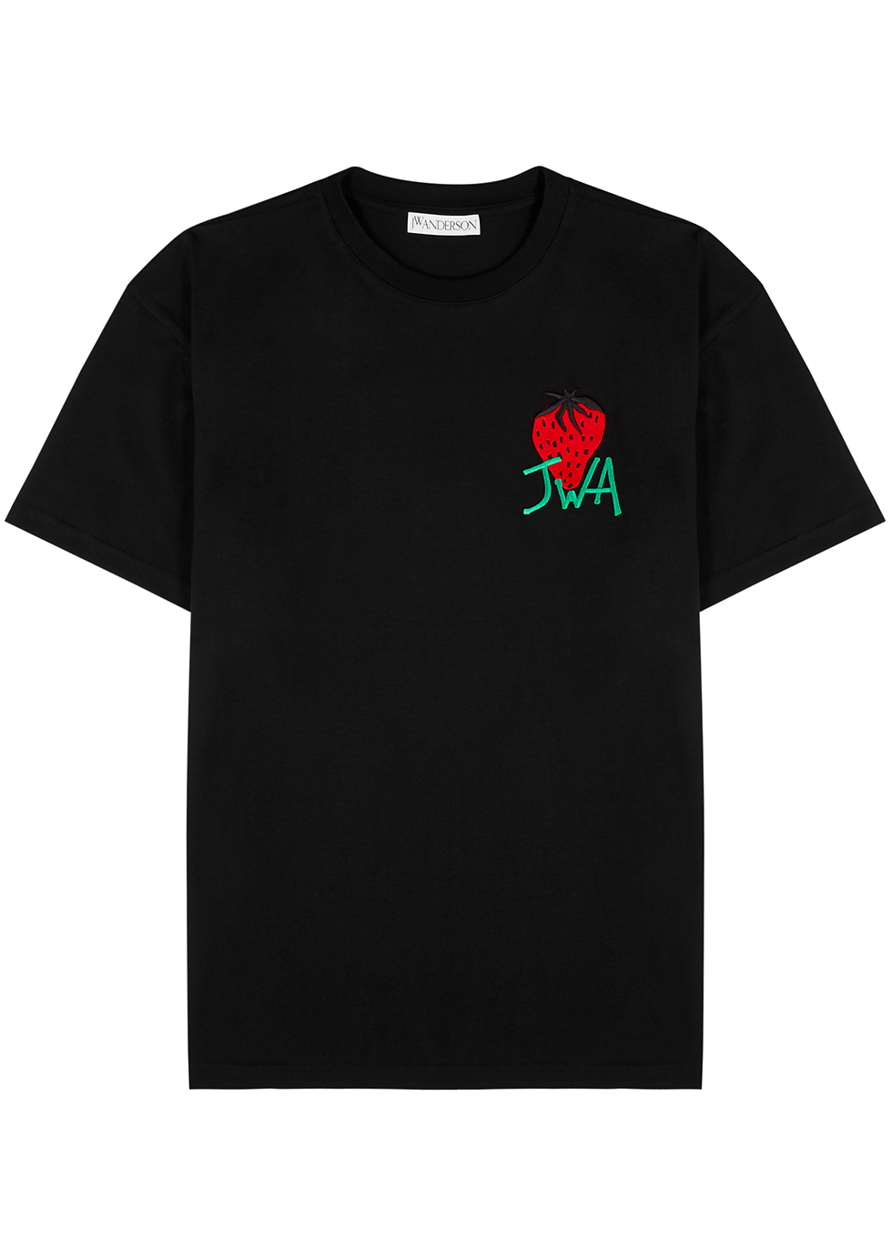Black embroidered cotton T-shirt