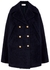 Navy double-breasted bouclé cape - RED Valentino