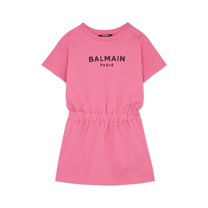 Balmain KIDS Pink Logo-print Cotton Dress (4-10 Years)