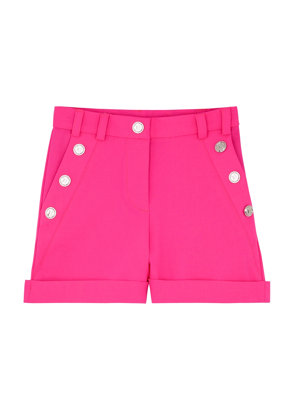 Neon pink stretch-wool shorts (4-10 years)