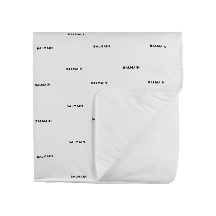 Balmain KIDS White Logo-print Cotton Blanket