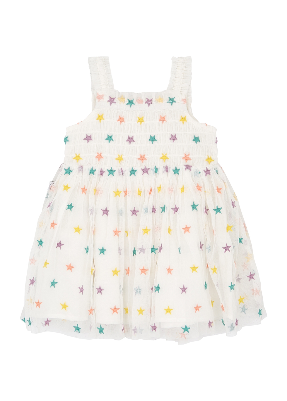 KIDS White star-embroidered tulle dress set