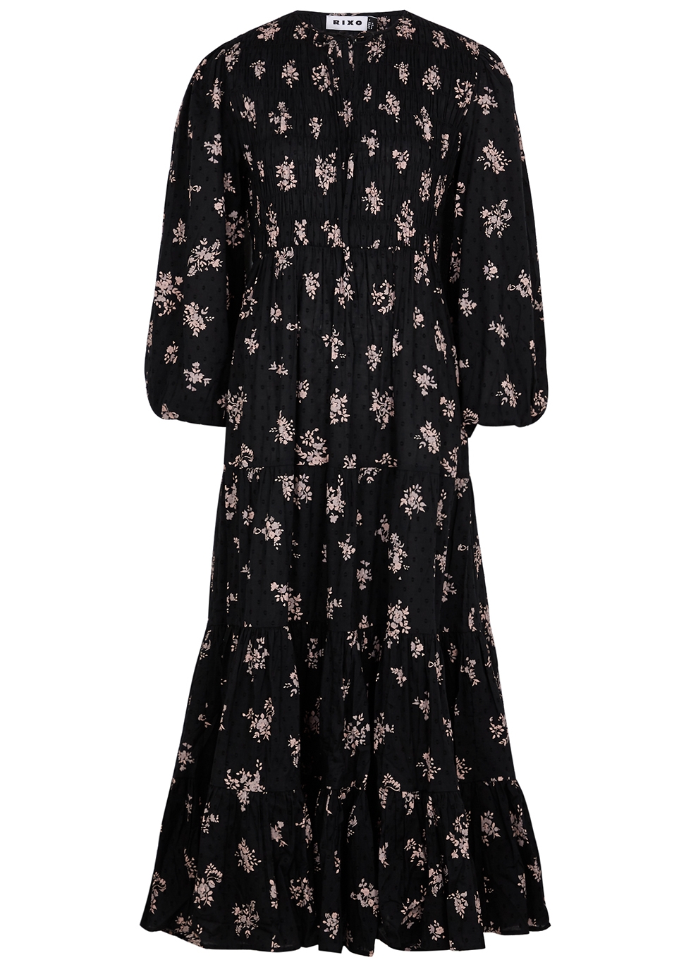 Lori black floral-print cotton maxi dress