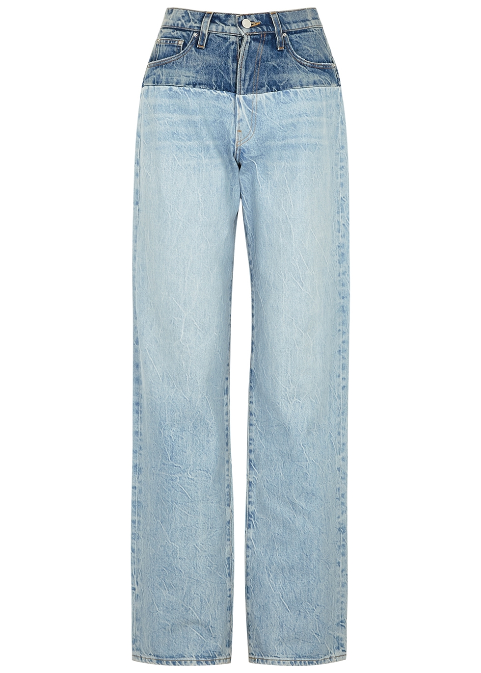 Hybrid blue panelled wide-leg jeans