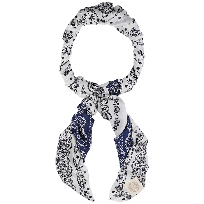 High Folklore Printed Silk Scarf In Navy