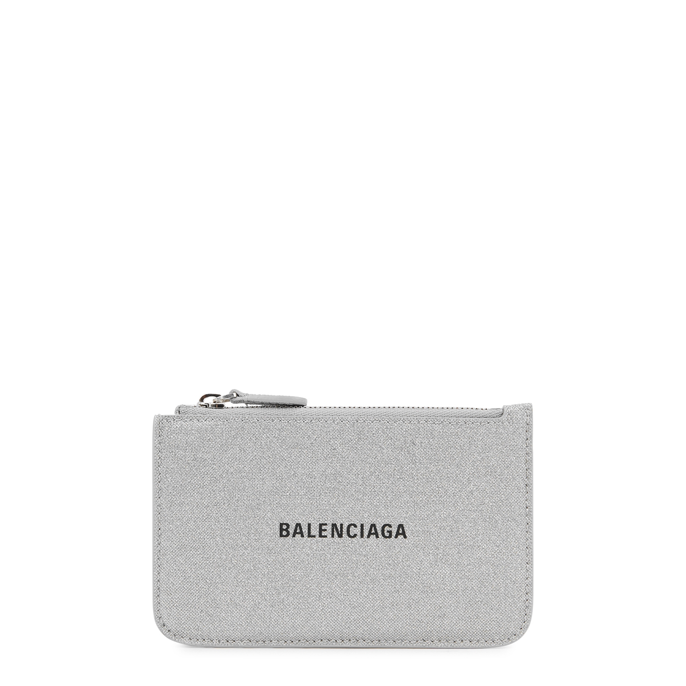 Balenciaga Cash Silver Glittered Canvas Card Holder