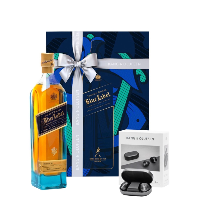 Johnnie Walker Whisky Blue Label Blended Scotch Whisky & Bang & Olufsen Headphones Gift Pack