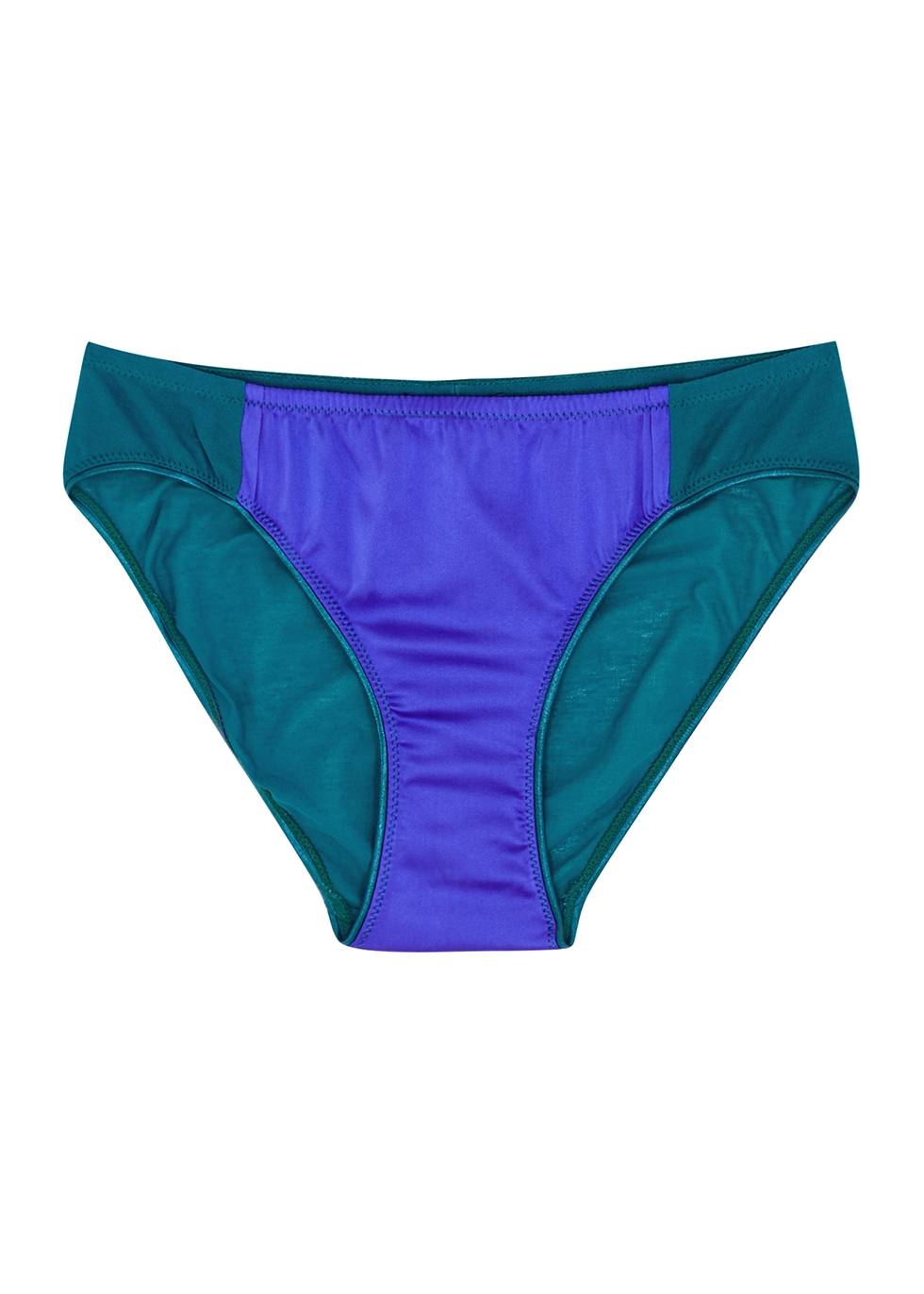 Yahvi Blue Cotton And Stretch-Silk Tulle Briefs