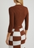 Serafino brown cropped ribbed-knit top - Erika Cavallini