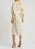 Cream floral-print linen midi dress - Erika Cavallini