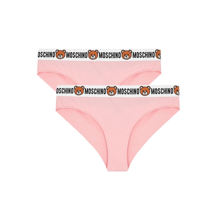 Moschino Underwear Light Pink Stretch-cotton Briefs - Set Of Two