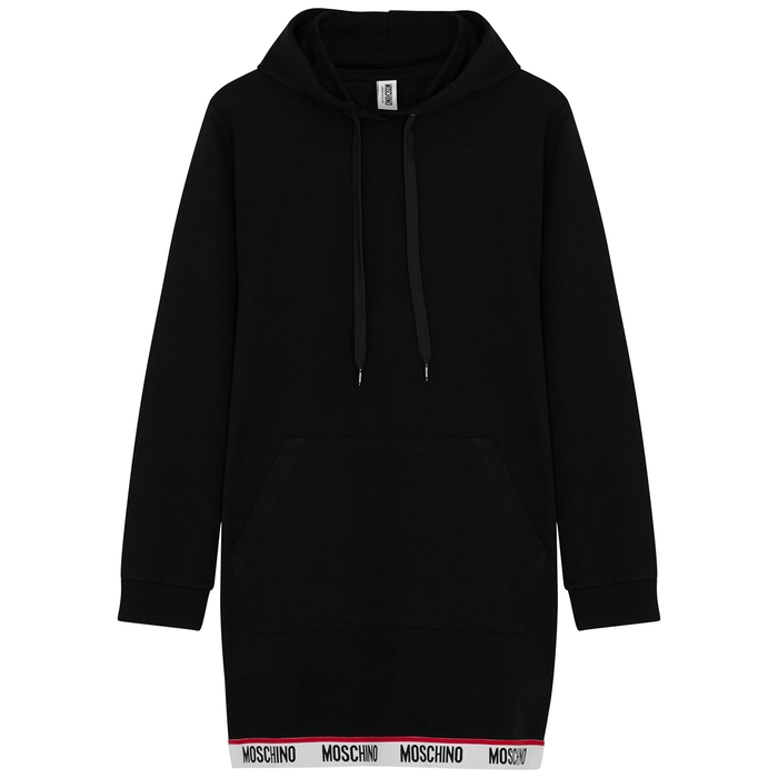 Moschino Underwear Black Hooded Stretch-cotton Sweatshirt Dress