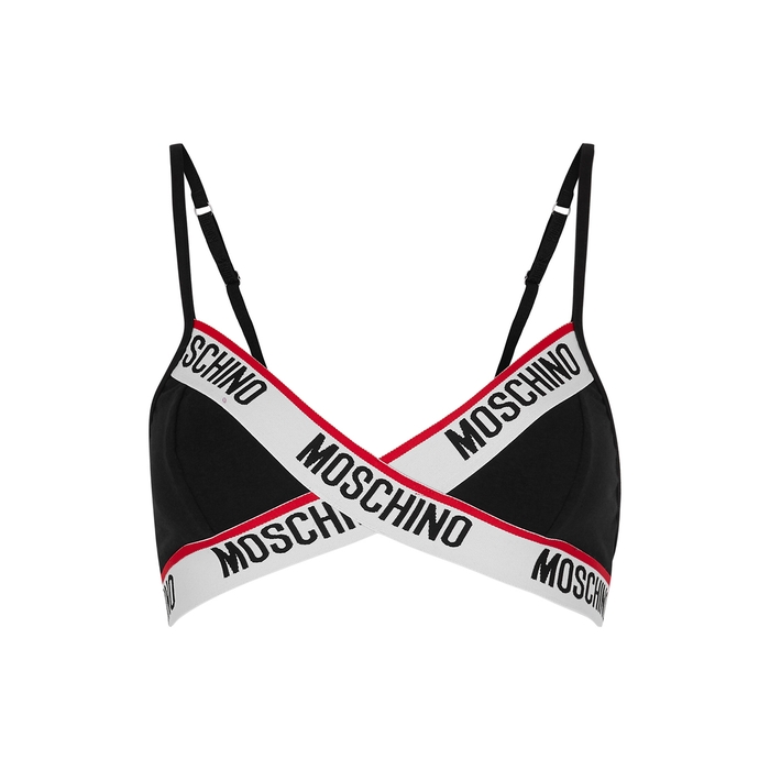 Moschino Underwear Black Logo Stretch-cotton Soft-cup Bra