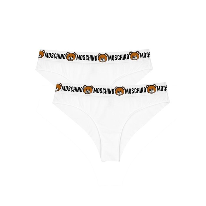 Moschino Underwear White Stretch-cotton Briefs - Set Of Two