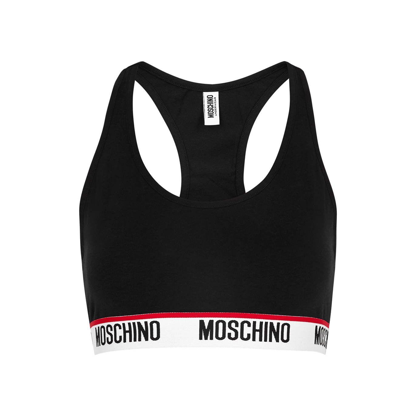 Moschino Underwear Black Logo Stretch-cotton Bra Top