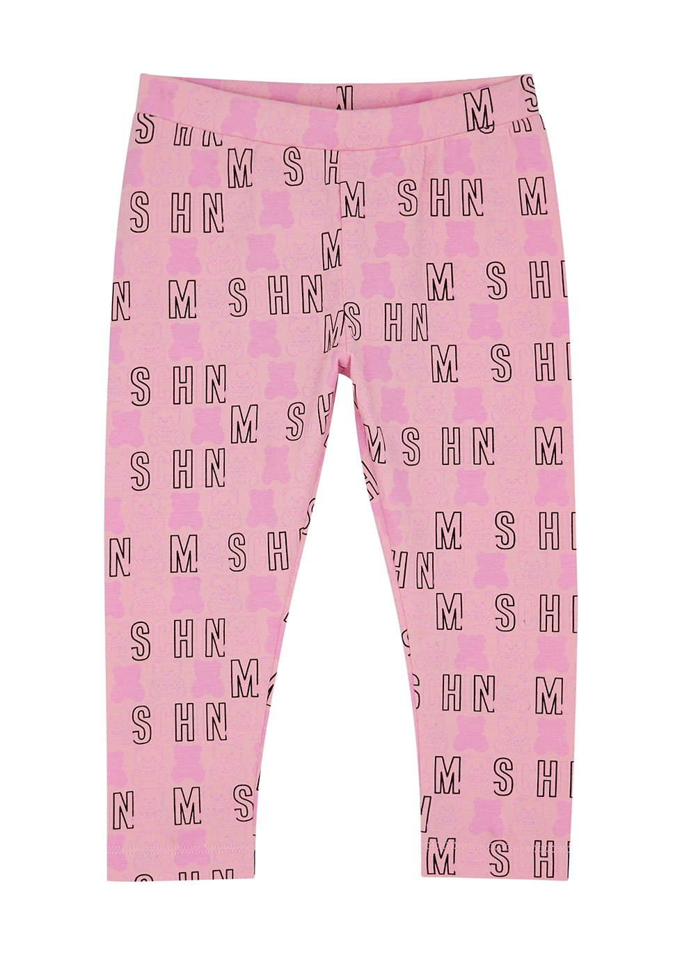 Moschino Babies' Kids Pink Logo-print Stretch-cotton Leggings