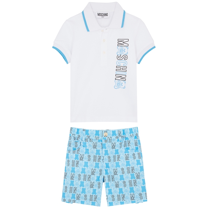 MOSCHINO KIDS Logo Stretch-cotton Polo Shirt And Shorts Set