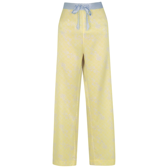 Jessica Russell Flint Blossom Printed Stretch-silk Pyjama Trousers