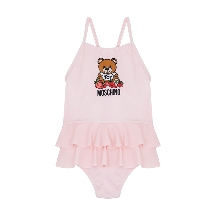 MOSCHINO KIDS Pink Printed Ruffle-trimmed Swimsuit