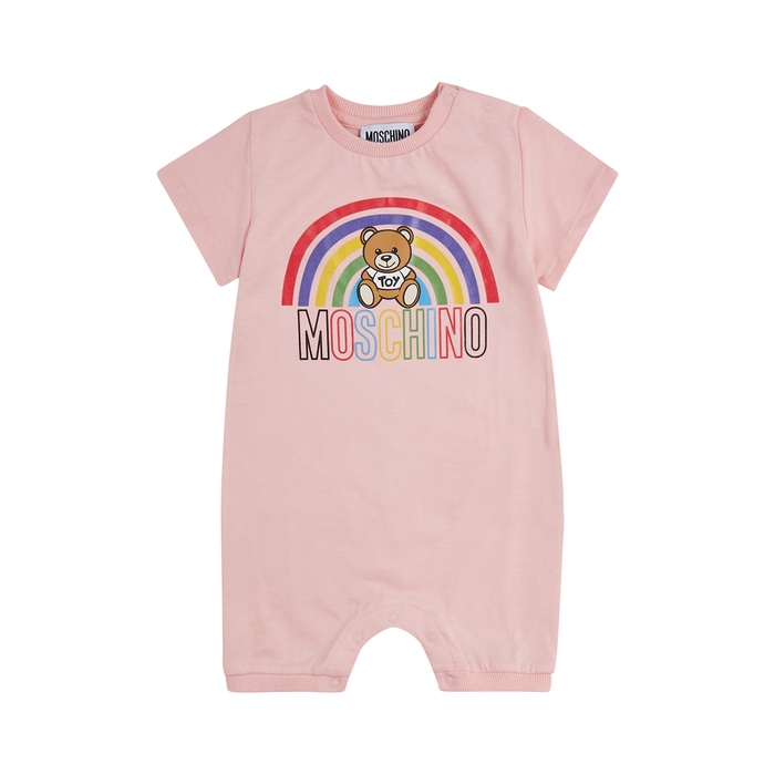 MOSCHINO KIDS Pink Logo Cotton Babygrow (Newborn-12 Months)