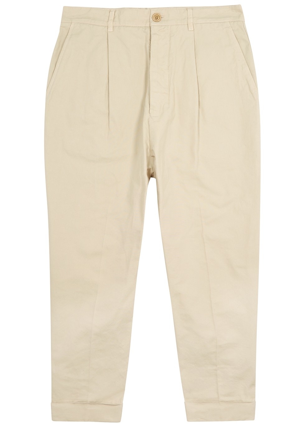 Stone cropped piqué cotton chinos