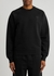 Black logo-embroidered cotton sweatshirt - AMI Paris