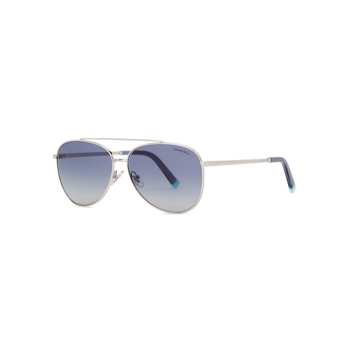 Tiffany & Co. Silver-tone Aviator-style Sunglasses