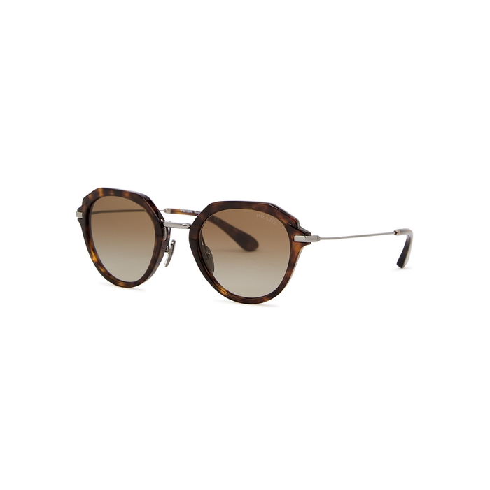 Prada Tortoiseshell Round-frame Sunglasses