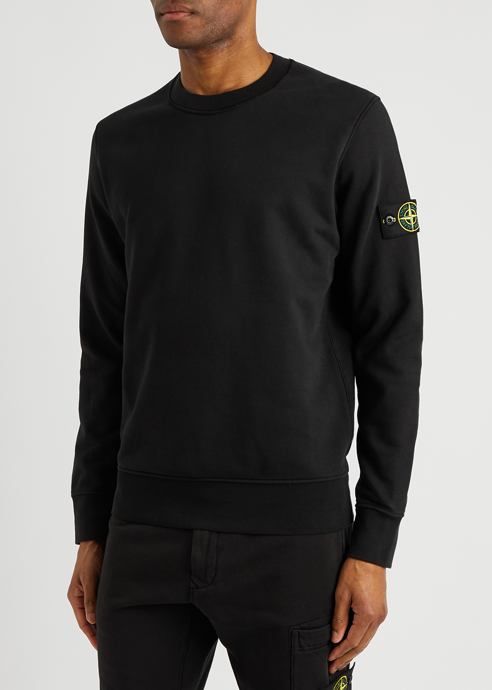 Stone Island Black logo cotton sweatshirt - Harvey Nichols