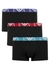 Black stretch-cotton boxer trunks - set of three - Emporio Armani